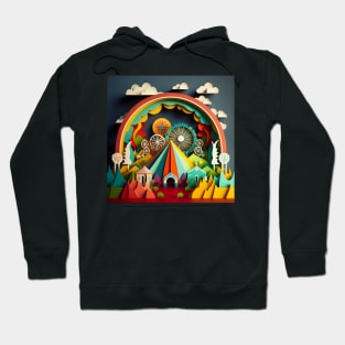 3D Effect Papercut Art - Fairground Scene Hoodie